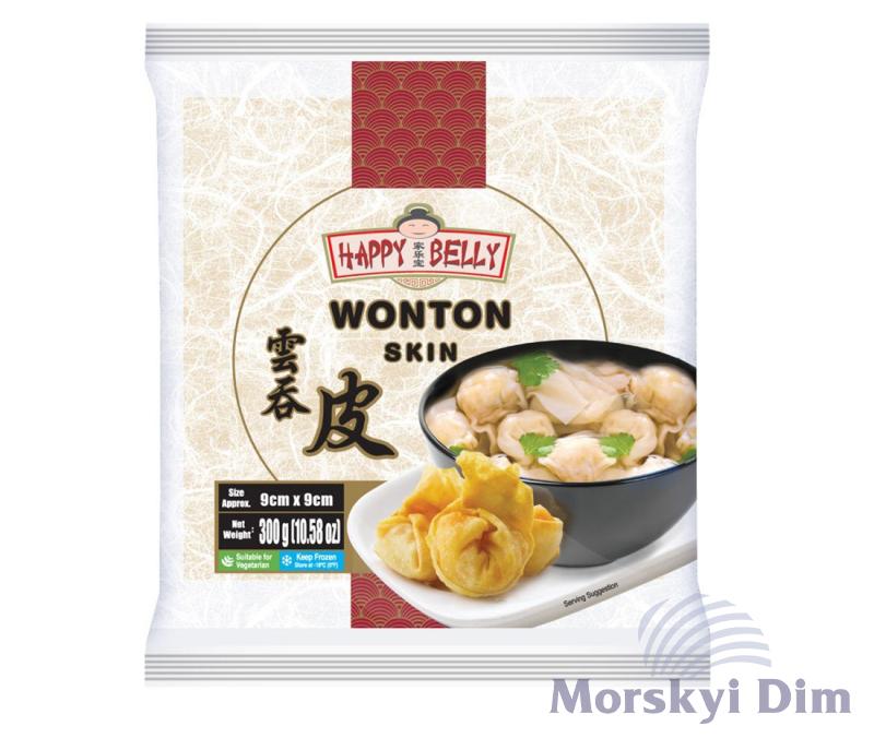 Тісто для вонтонів 90мм 49 листів, Happy Belly, 300г