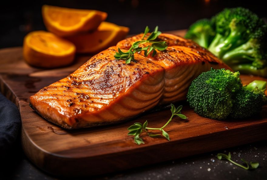 Лосось глазированный в соевом соусе